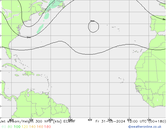 Corrente a getto ECMWF ven 31.05.2024 12 UTC