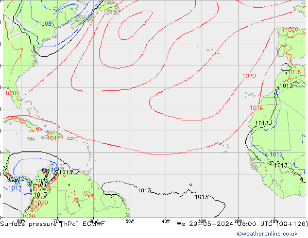 Atmosférický tlak ECMWF St 29.05.2024 06 UTC