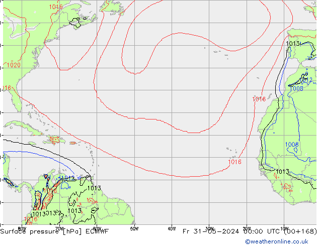 Surface pressure ECMWF Fr 31.05.2024 00 UTC