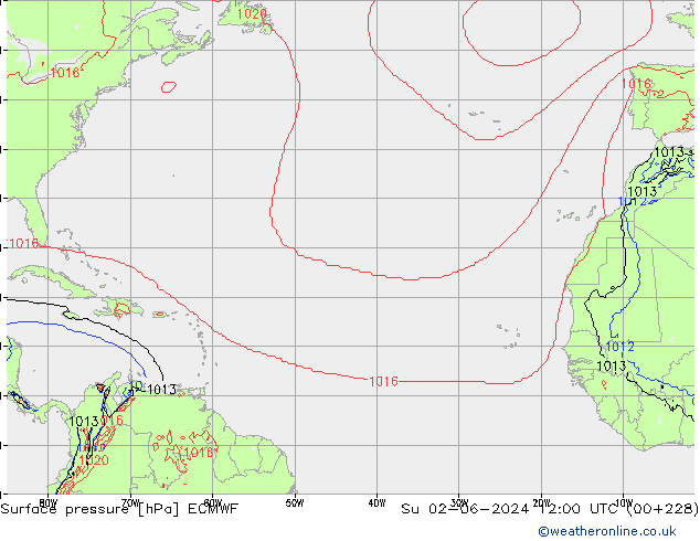 Yer basıncı ECMWF Paz 02.06.2024 12 UTC