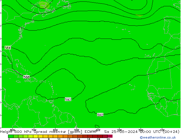 Height 500 hPa Spread ECMWF Sa 25.05.2024 00 UTC