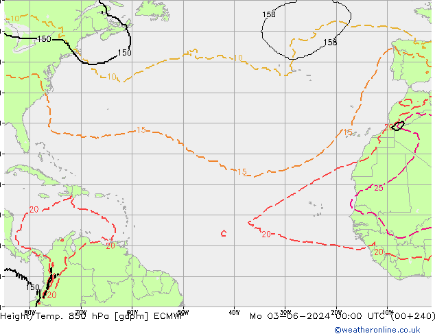 Yükseklik/Sıc. 850 hPa ECMWF Pzt 03.06.2024 00 UTC