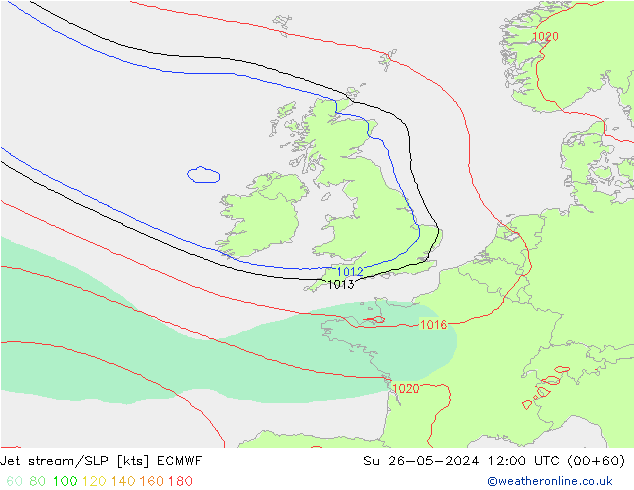 Jet stream/SLP ECMWF Su 26.05.2024 12 UTC