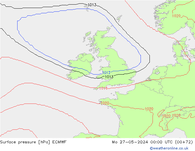 Luchtdruk (Grond) ECMWF ma 27.05.2024 00 UTC