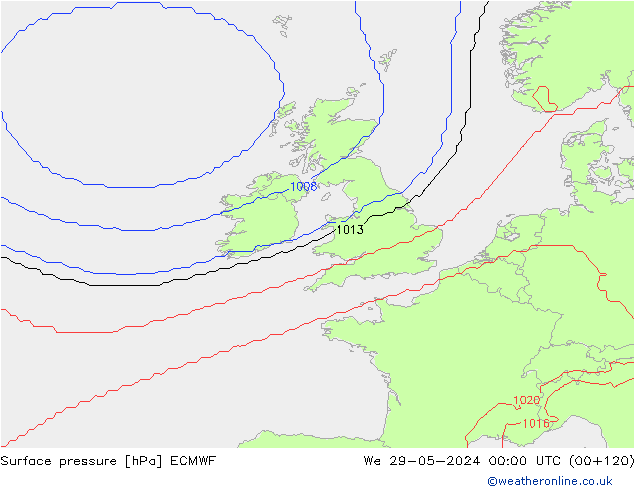 pressão do solo ECMWF Qua 29.05.2024 00 UTC