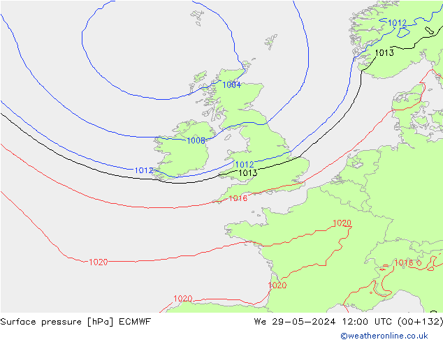 pressão do solo ECMWF Qua 29.05.2024 12 UTC