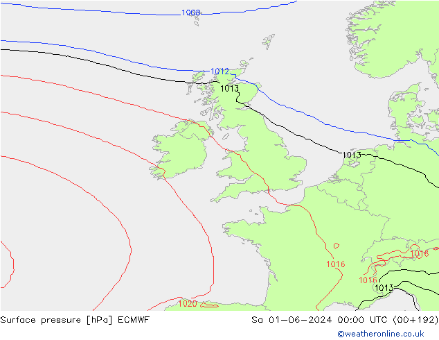 Surface pressure ECMWF Sa 01.06.2024 00 UTC