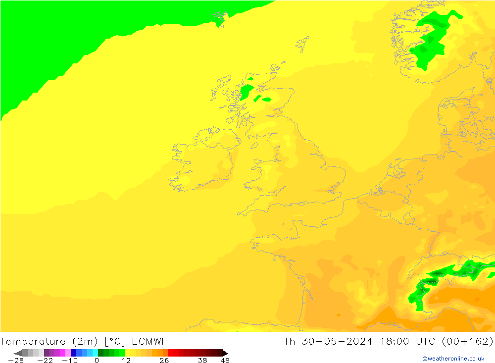 Temperature (2m) ECMWF Čt 30.05.2024 18 UTC