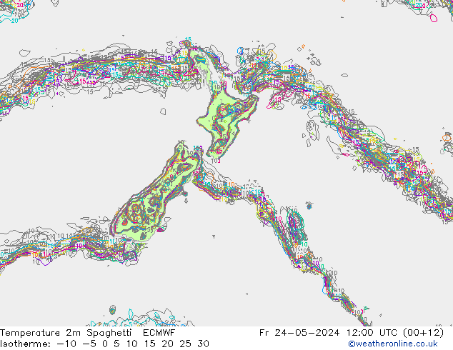Sıcaklık Haritası 2m Spaghetti ECMWF Cu 24.05.2024 12 UTC