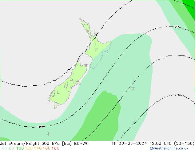 Jet stream ECMWF Qui 30.05.2024 12 UTC