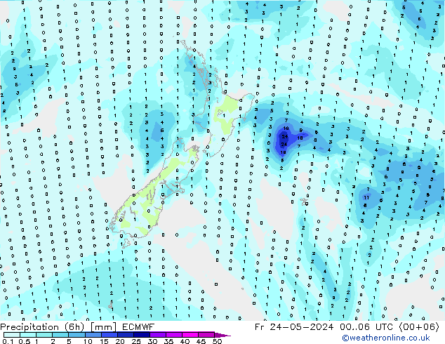 Precipitação (6h) ECMWF Sex 24.05.2024 06 UTC