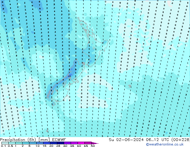 Yağış (6h) ECMWF Paz 02.06.2024 12 UTC