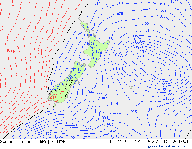 Surface pressure ECMWF Fr 24.05.2024 00 UTC