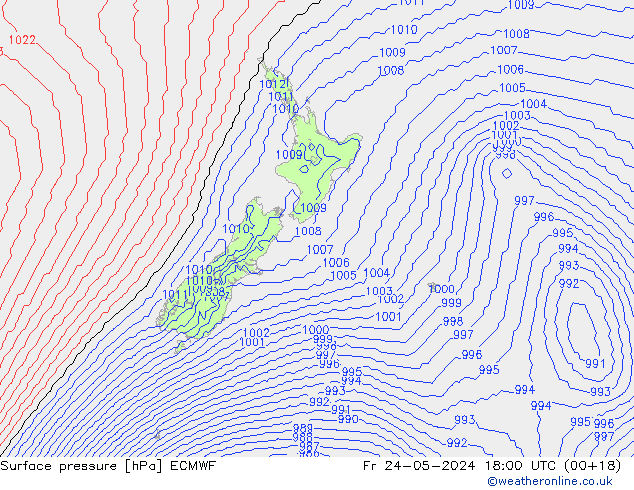 Surface pressure ECMWF Fr 24.05.2024 18 UTC