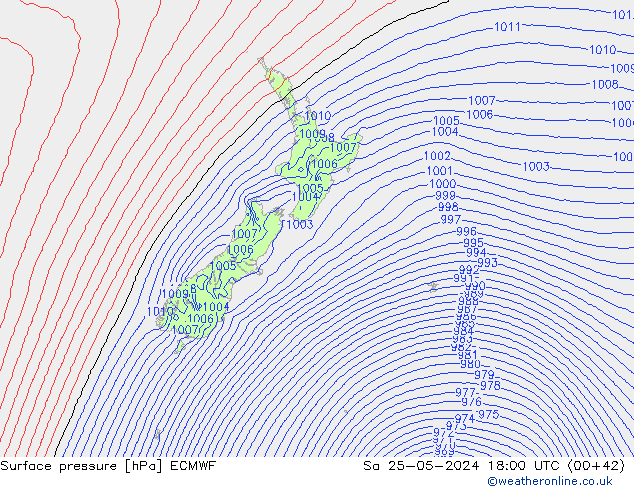 Surface pressure ECMWF Sa 25.05.2024 18 UTC