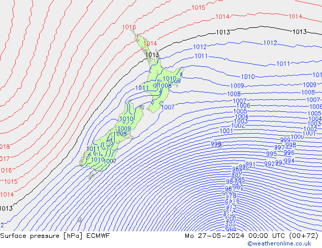 Luchtdruk (Grond) ECMWF ma 27.05.2024 00 UTC