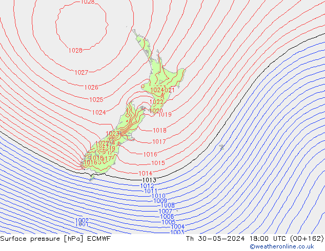 Pressione al suolo ECMWF gio 30.05.2024 18 UTC