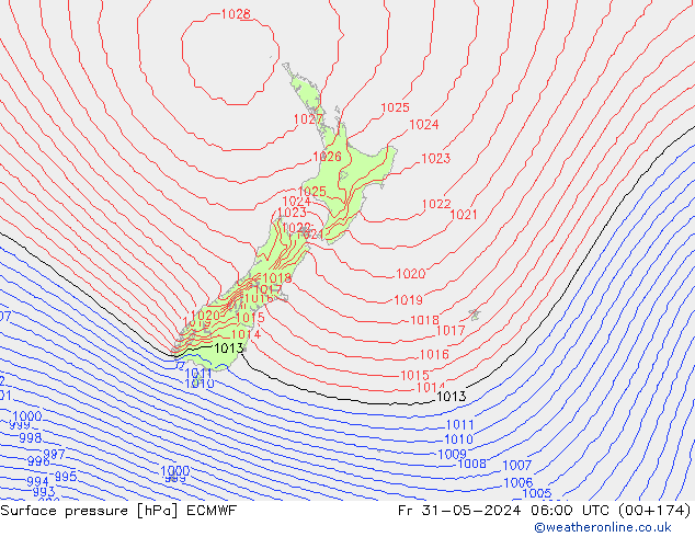 Surface pressure ECMWF Fr 31.05.2024 06 UTC