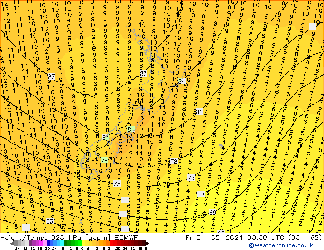 Height/Temp. 925 hPa ECMWF pt. 31.05.2024 00 UTC