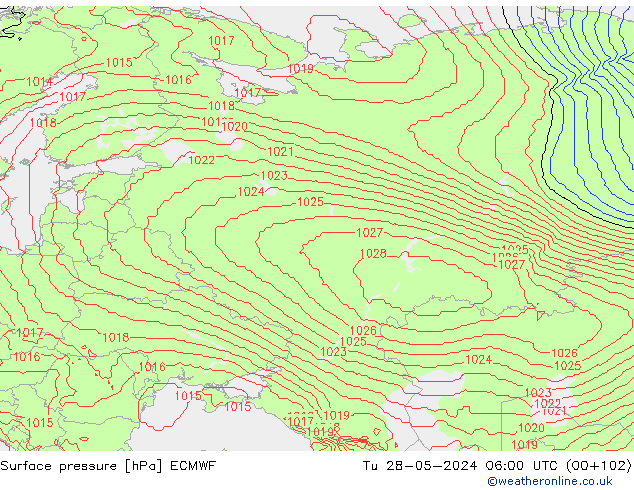 Luchtdruk (Grond) ECMWF di 28.05.2024 06 UTC