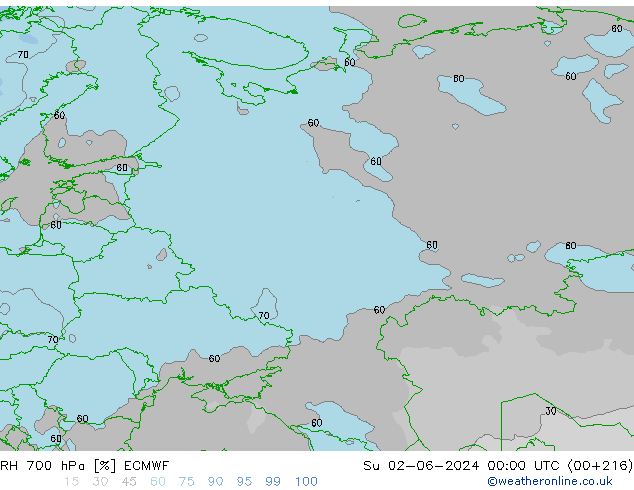 RH 700 hPa ECMWF  02.06.2024 00 UTC