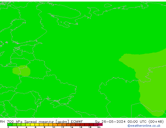 RH 700 hPa Spread ECMWF Su 26.05.2024 00 UTC