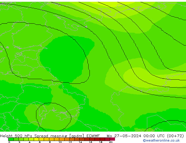 Height 500 hPa Spread ECMWF Mo 27.05.2024 00 UTC