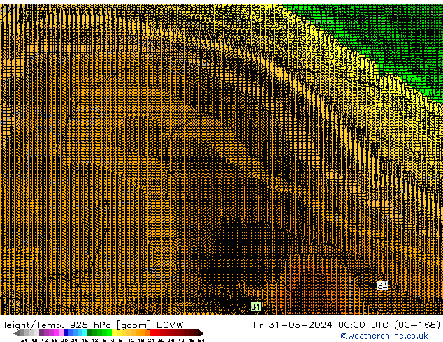Height/Temp. 925 hPa ECMWF Fr 31.05.2024 00 UTC
