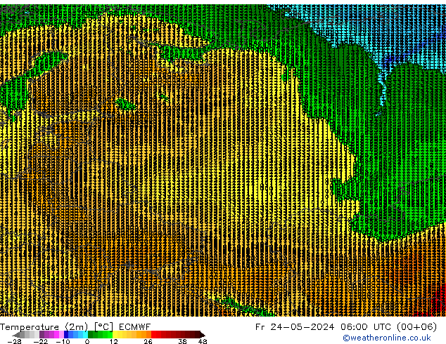 Temperatura (2m) ECMWF ven 24.05.2024 06 UTC