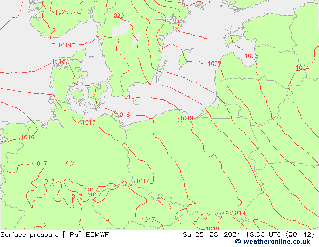 Surface pressure ECMWF Sa 25.05.2024 18 UTC