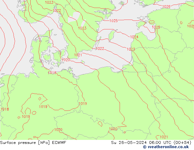 pression de l'air ECMWF dim 26.05.2024 06 UTC