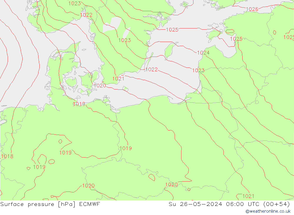 приземное давление ECMWF Вс 26.05.2024 06 UTC