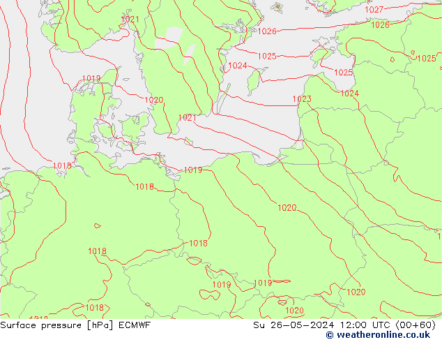 pressão do solo ECMWF Dom 26.05.2024 12 UTC