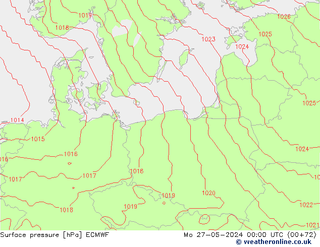 pressão do solo ECMWF Seg 27.05.2024 00 UTC