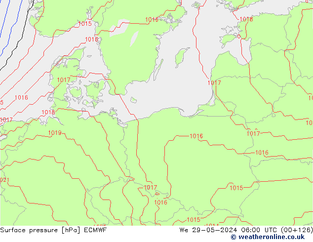 Pressione al suolo ECMWF mer 29.05.2024 06 UTC