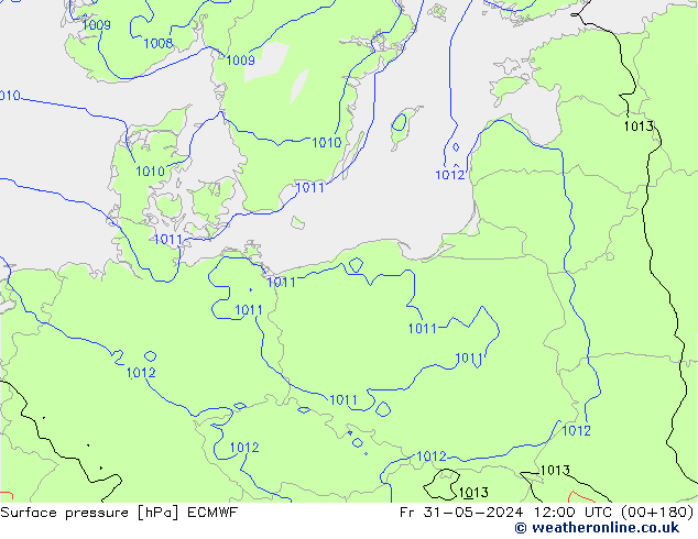 Surface pressure ECMWF Fr 31.05.2024 12 UTC