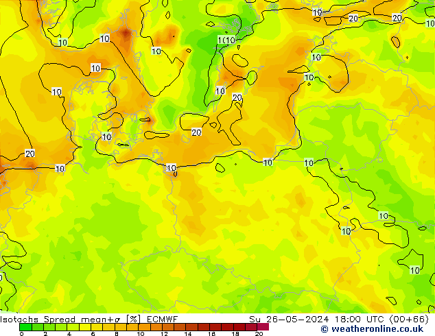 Isotachs Spread ECMWF Su 26.05.2024 18 UTC