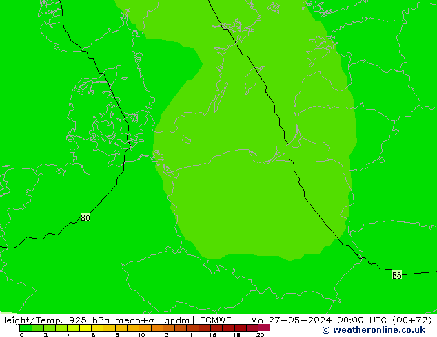 Height/Temp. 925 hPa ECMWF lun 27.05.2024 00 UTC