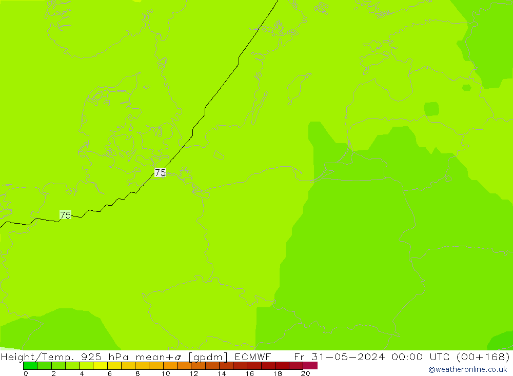 Height/Temp. 925 hPa ECMWF ven 31.05.2024 00 UTC