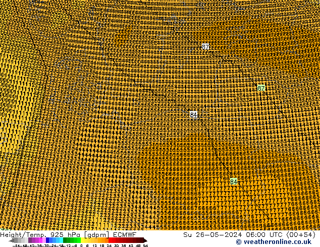 Height/Temp. 925 гПа ECMWF Вс 26.05.2024 06 UTC