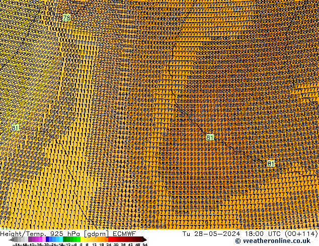 Géop./Temp. 925 hPa ECMWF mar 28.05.2024 18 UTC