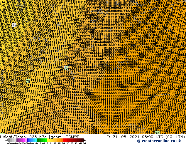 Height/Temp. 925 hPa ECMWF Fr 31.05.2024 06 UTC