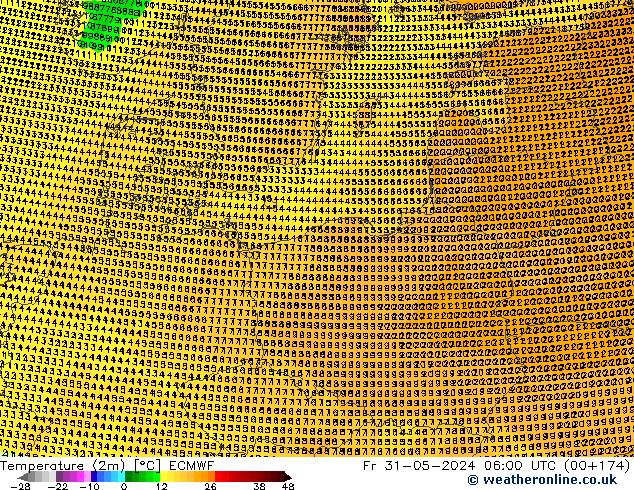 Temperature (2m) ECMWF Fr 31.05.2024 06 UTC