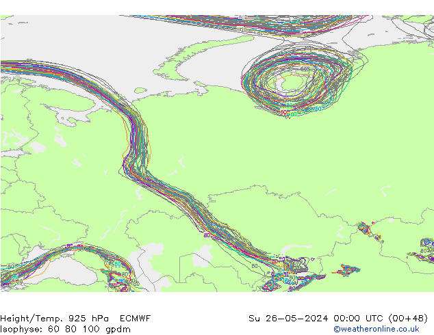 Height/Temp. 925 hPa ECMWF Ne 26.05.2024 00 UTC