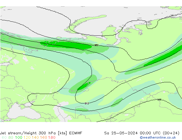 Straalstroom ECMWF za 25.05.2024 00 UTC