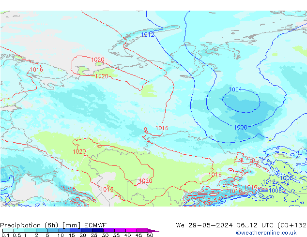 Precipitation (6h) ECMWF We 29.05.2024 12 UTC