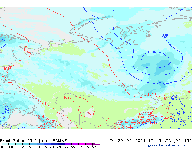 Precipitation (6h) ECMWF We 29.05.2024 18 UTC