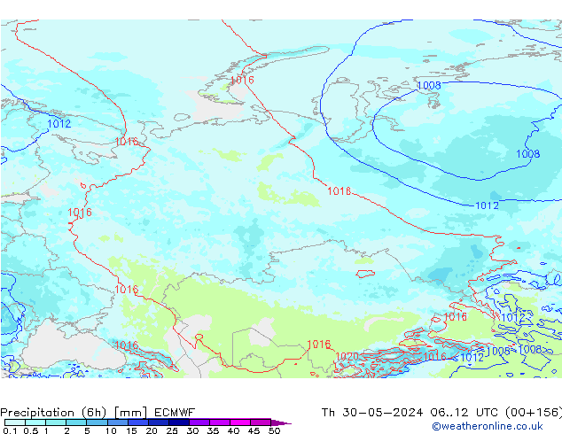 осадки (6h) ECMWF чт 30.05.2024 12 UTC