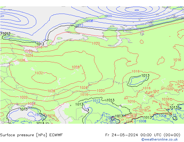 приземное давление ECMWF пт 24.05.2024 00 UTC