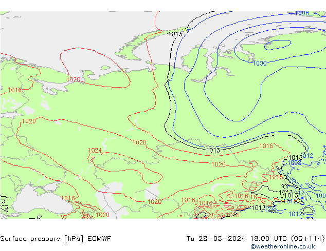 Yer basıncı ECMWF Sa 28.05.2024 18 UTC